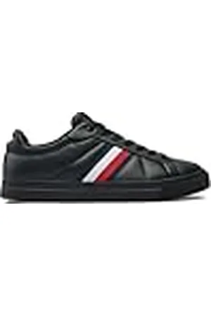Tommy Hilfiger Sneaker Hombre Icon Court Stripes Low Top, (Black), 41 EU