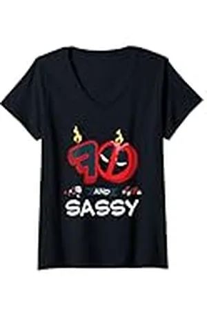 Marvel Mujer Deadpool 70th Birthday Party "70 and Sassy" Funny Camiseta Cuello V