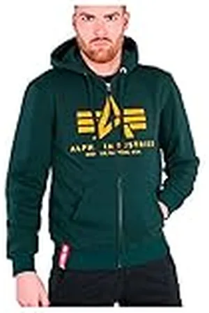Alpha Industries Basic Zip Sudadera, Verde (Dark Green-257), M para Hombre