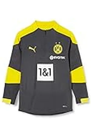 PUMA BVB Training 1/4 Zip Top Jr New Camiseta, Unisex niños, Asphalt/Cyber Yellow, 110