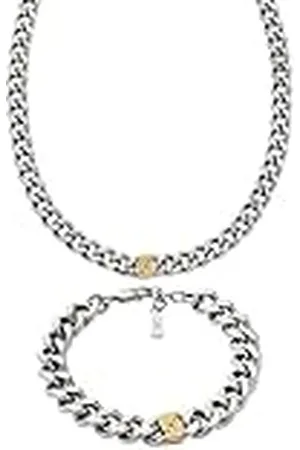 Emporio Armani Hombre Set Collar y pulsera bicolores de acero inoxidable, Set