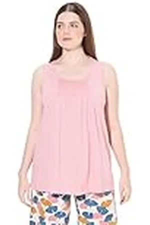 Ulla Popken Pyjama Shirt Sleeveless Pijama Camiseta sin Mangas Pintucks, , 48-50 Mujeres