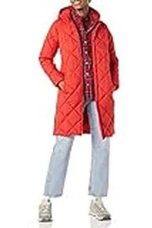 Amazon Abrigo Grueso con Acolchado en Forma de Diamante Hasta la Rodilla - colores interrumpidos Mujer, , XXL