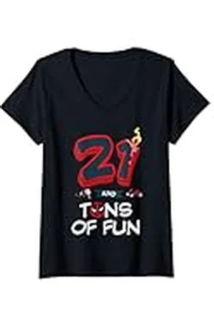 Marvel Mujer Deadpool 21st Birthday Party "21 and Tons of Fun" Camiseta Cuello V