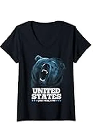 Bear Mujer Grizzly Estados Unidos Camiseta Cuello V