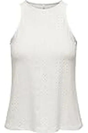 ONLY Onlsandra S/L Top Jrs, Blanco con Detalle Gris, XXXL para Mujer