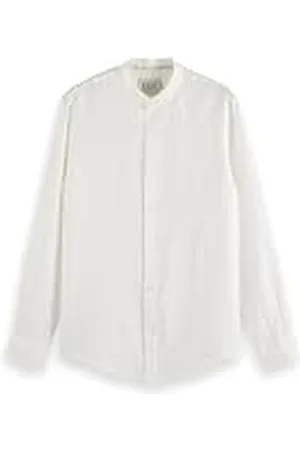 Scotch&Soda Core-Linen Shirt LS Stand UP Collar Camiseta, , M Hombres