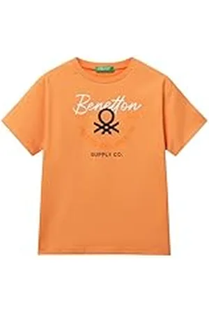 Benetton T-Shirt 3i1xc10oo Camiseta, Naranja, 130 cm para Niños