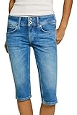 Pepe Jeans Crop LW Pantalones Cortos, Azul (Denim-Ic1), 32W para Mujer