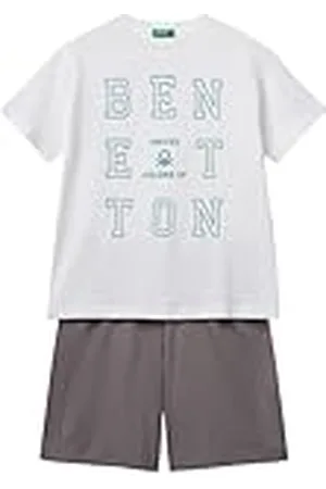 Benetton Comp(t-Shirt+Short) 3096ck00d Conjunto para bebés pequeños, Color Blanco, 140 cm Niños y Adolescentes