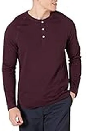 Amazon Camisa Henley de Manga Larga de Ajuste Entallado Hombre, , M