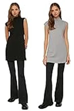 Trendyol Tctss21uk0033 Túnica hiyab, Negro y Gris, 3XL para Mujer