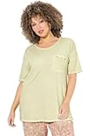 Ulla Popken T-Shirt, Oversized, Rüschen-Brusttasche, Halbarm Camiseta de Gran tamaño, Cuello Redondo, , 44-46 Mujeres