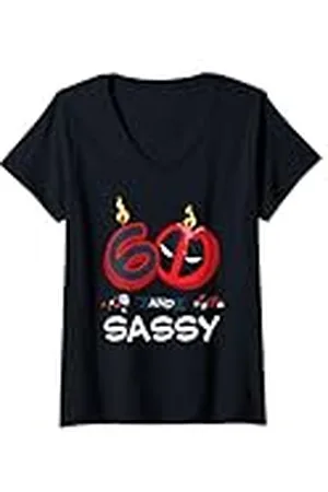 Marvel Mujer Deadpool 60th Birthday Party "60 and Sassy" Funny Camiseta Cuello V