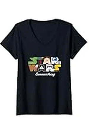 STAR WARS Mujer Summer Vacay Epic Characters Group Shot Chest Logo Camiseta Cuello V