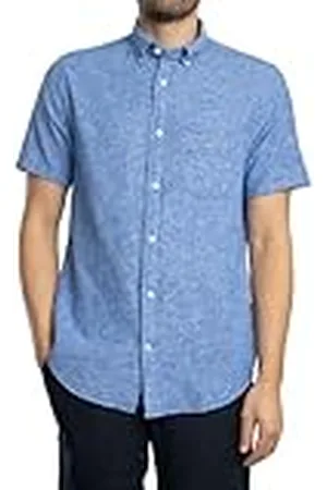 GANT Reg Cotton Linen SS Shirt Camisa, Color Azul, XL Hombres