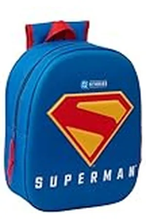 Safta SUPERMAN 3D - Mochila Escolar, con Diseño 3D, Adaptable a Carro, Ideal para Niños de Diferentes Edades, Cómoda y Versátil, Calidad y Resistencia, 27x10x33 cm