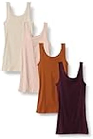 Amazon Camiseta Ajustada sin Mangas Mujer, Pack de 4, , XXL