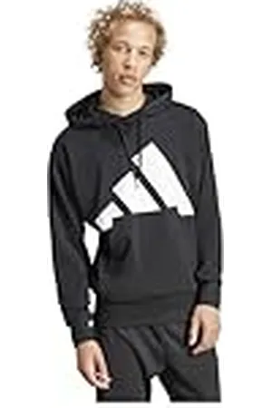 adidas Hombre Essentials Big Logo French Terry Hoodie, Black/White, XS