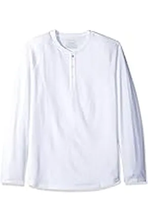 Amazon Camiseta de Manga Larga con Cuello Henley y Corte Recto (Disponible en Talla Grandes y Largos Especiales) Hombre, , S