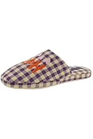 De Fonseca Pantuflas de mujer Woven a cuadros con texto, suela de goma TPR reforzada, zapatillas de casa, , 37/38 EU