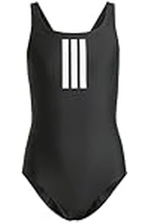 adidas Niñas 3-Stripes Swimsuit Kids, Black/White, 13-14 Years