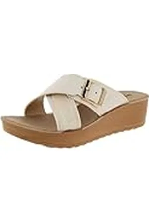 De Fonseca Pantofola Donna Aperta A Fasce Incrociate con Fibbia, Sottopiede E Tomaia In Poliuretano, Pantuflas Mujer, Color , 38 EU