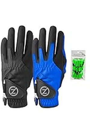 Zero Guantes de Golf sintéticos de compresión para Hombre, Ajuste Universal, 2 Unidades, Talla única, Negro/Azul GL00106