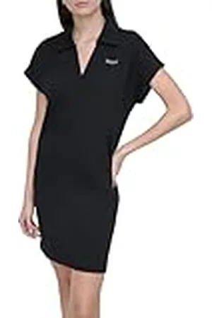DKNY Mini Stud Logo Short Sleeve Vneck Collar Dress Vestido Informal, , S para Mujer