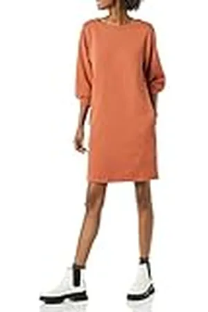 Amazon Vestido Tipo Sudadera de Felpa con Cuello Redondo y Mangas abullonadas (Disponible en Tallas Grandes) Mujer, , M