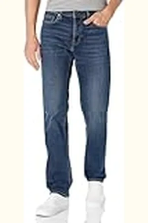 Amazon Pantalón Vaquero Elástico de Ajuste Recto Hombre, , 33W / 30L