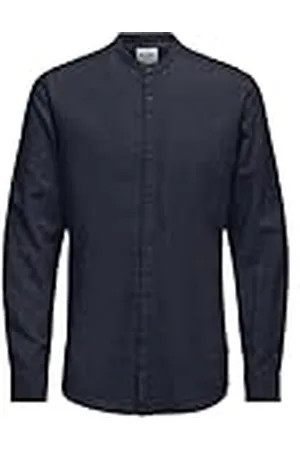 Only & Sons Onscaiden LS Solid Linen Mao Shirt Noos Camisa de Manga Corta, , L Hombres