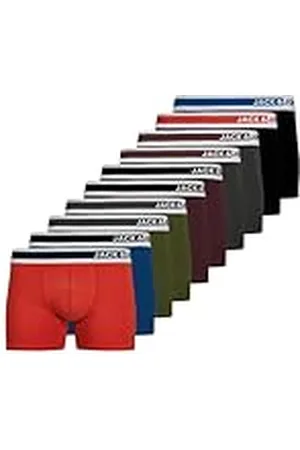 JACK & JONES JACK&JONES Jacjimmy Solid Trunks 10 Pack Bóxer, Aurora Red/Pack: Black-Cyoress-Vineyard Wine-Asphalt-True Blue-Black-Cypress-Vineyard Wine, M para Hombre