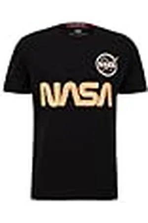 Alpha Industries NASA Reflective T Camiseta, Black/refl.Oran, M para Hombre