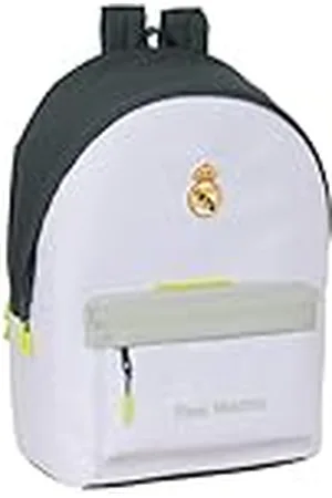 Safta REAL MADRID EQUIPACIÓN 25/26 - Mochila para Portátil 15.6" y USB, Ideal para Jóvenes de Diferentes Edades, Tejido Reciclado, Cómoda y Versátil, Calidad y Resistencia, 31x18x44 cm