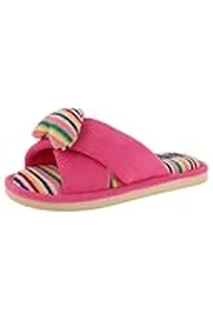De Fonseca Pantuflas de felpa para mujer con bandas cruzadas y corazón, forro de algodón, zapatillas de casa, , 40/41 EU