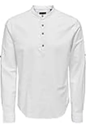 Only & Sons Onscaiden LS Half Placket Linen Shirt Camisa, , M para Hombre