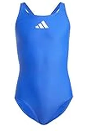 adidas Niñas Solid Small Logo Swimsuit, Semi Lucid Blue/White, 5-6 Years