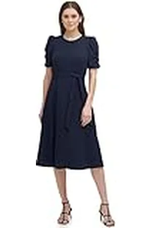 DKNY Jewel Neck Scuba Crepe Dress Vestido, , 40 Mujeres