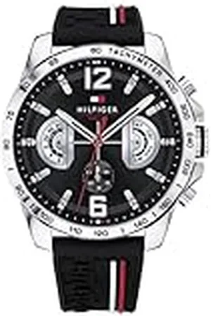 Tommy Hilfiger Reloj Analógico de Cuarzo Multifunción para Hombre con Correa de Silicona Negra - 1791473