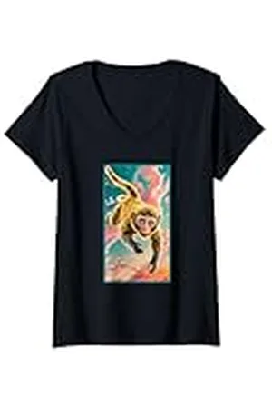 Original Cheddar Mujer Mono Arco Iris Camiseta Cuello V