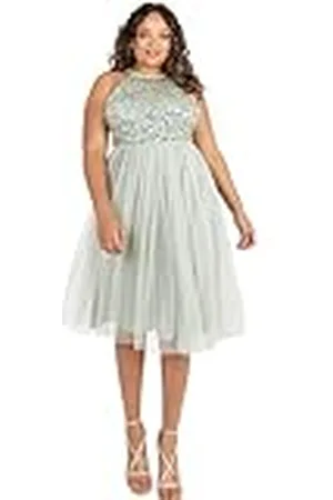 Maya Deluxe Vestido Midi para Mujer con Cuello Halter de Tul para Noche, Graduación, Boda, Damas de Honor Dama, , 38