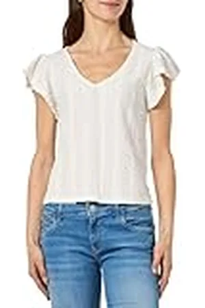 VILA Vilinda S/S Cuello en V Top/Ka Blusa de Manga Corta, , 40 Mujeres