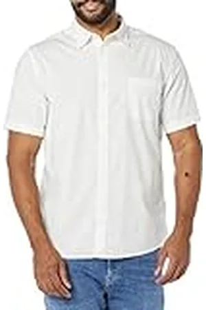 Amazon Camisa de Popelina elástica, Manga Corta (Disponible en Tallas Grandes) Hombre, , XXL