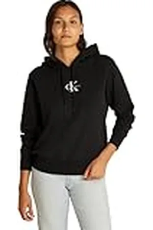 Calvin Klein Hoodie Mujer Monologo con capucha, Negro (Ck Black), S