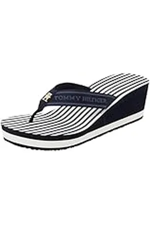 Tommy Hilfiger TH Stripes Wedge Beach Sandal FW0FW08521, Chanclas Mujer, Blue (Space Blue), 40 EU