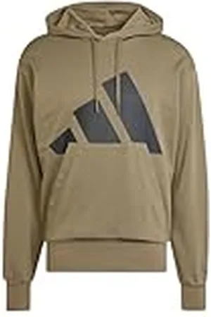 adidas Hombre Essentials Big Logo French Terry Hoodie, Olive Strata/Black, XS