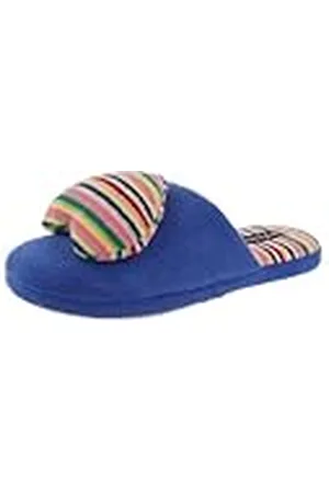 De Fonseca Pantuflas para mujer de esponja a rayas con corazón de peluche, suela de goma TPR reforzada, , 39/40 EU