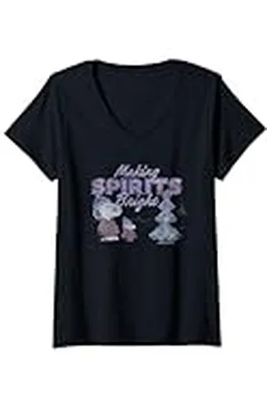 Peanuts Mujer Regalos de Navidad Snoopy Woodstock Making Spirits Bright Vintage Camiseta Cuello V