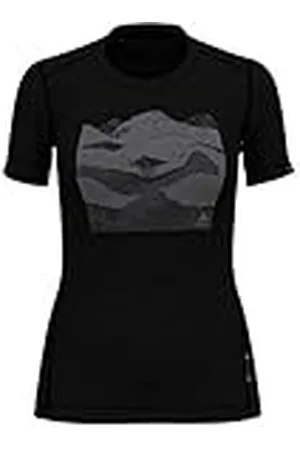 Odlo Crew Neck Alliance T-Shirt Camiseta para Mujer, Negro-Collage Print SS19, Medium